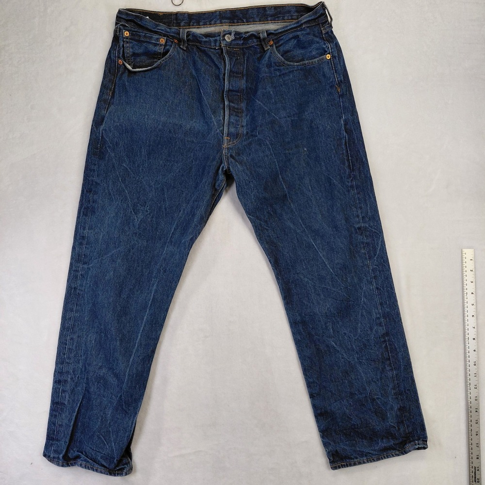 Levis 501 Originalโ Fit Dark Wash Button Fly Denim Jeans Mens 40x30 00501-0000